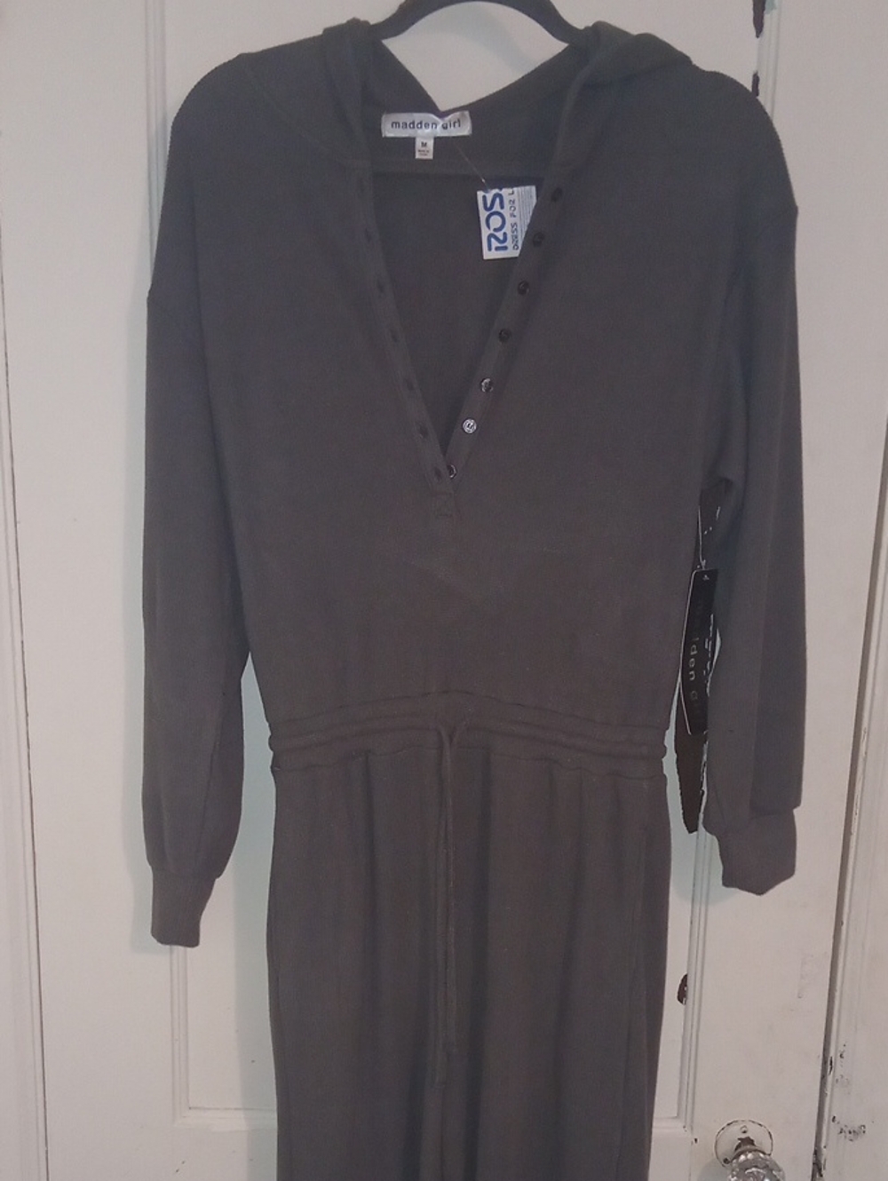 Madden Girl Grey Hooded Long Sleeve Midi Pants Suit
